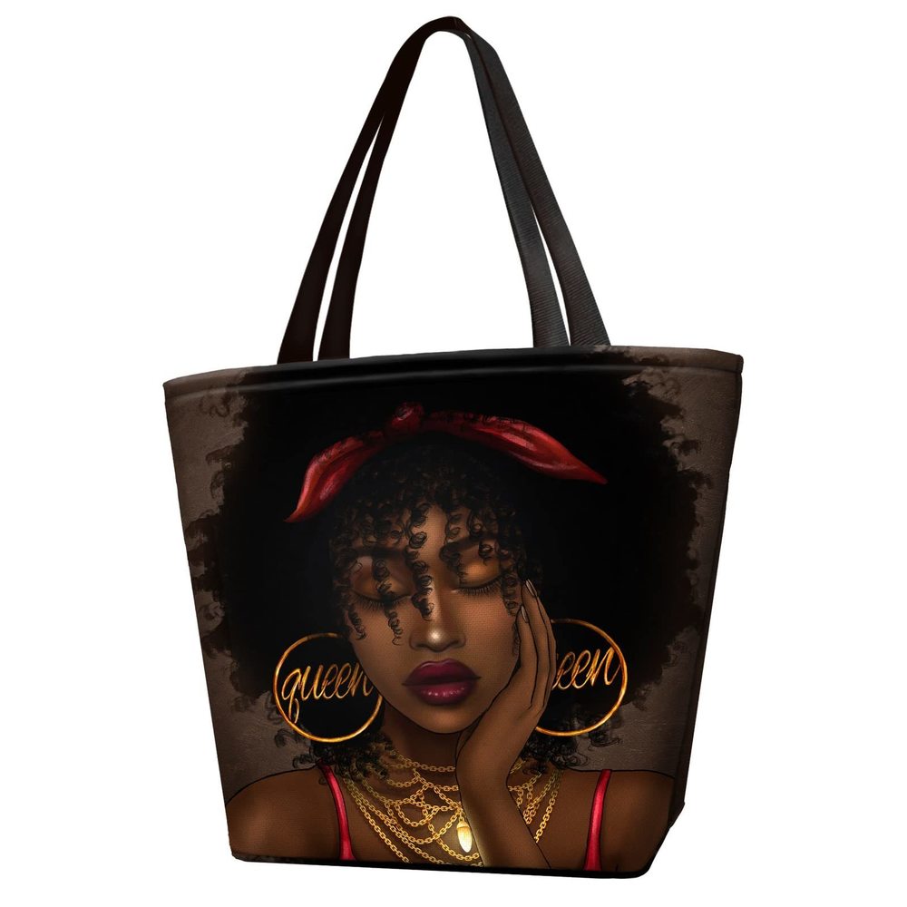 African American Tote Bag African Shoulder Handbag Black :O